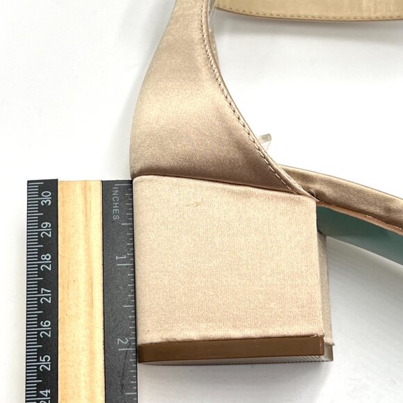 Betsey Johnson Size 5.5 Mel Champagne Satin Low Block Heels Dress Sandals‎ Shoes - Picture 15 of 16